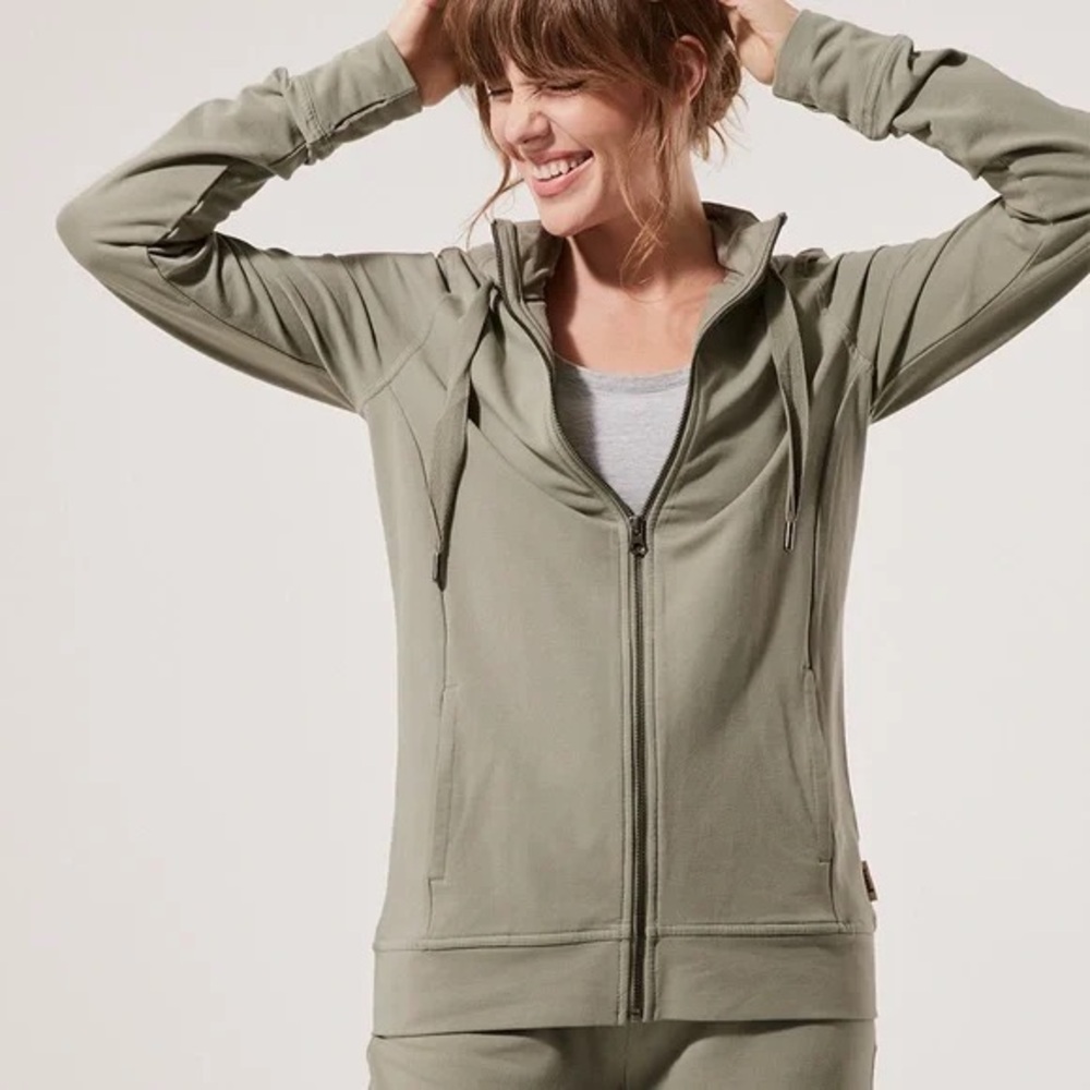 Pact Organic Cotton Sage Green Zip-Up Hoodie